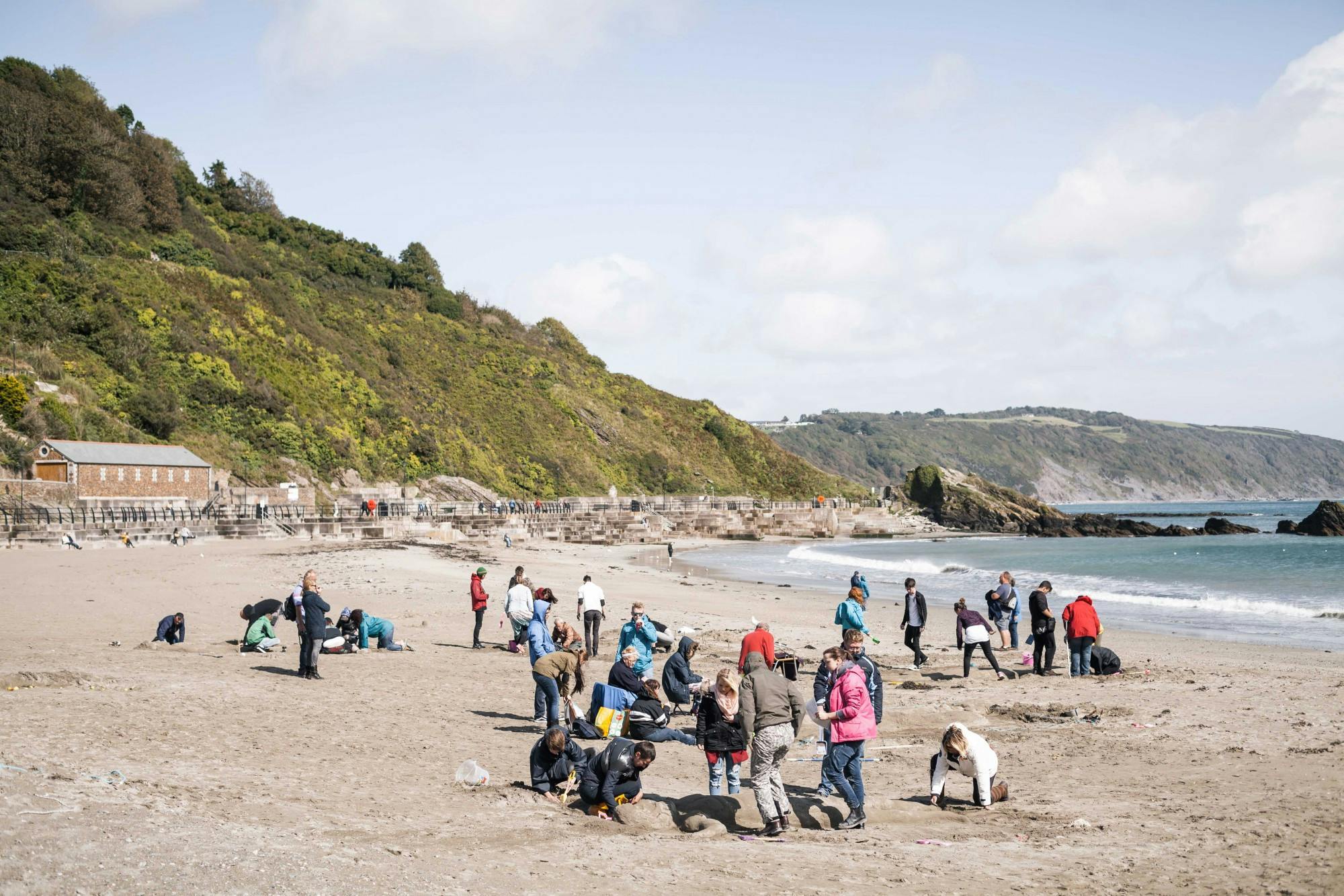 BA Hons Extended Degree students from Plymouth College of Art creating sand sculptures on Looe beach 2 Photo by Taylor Harford