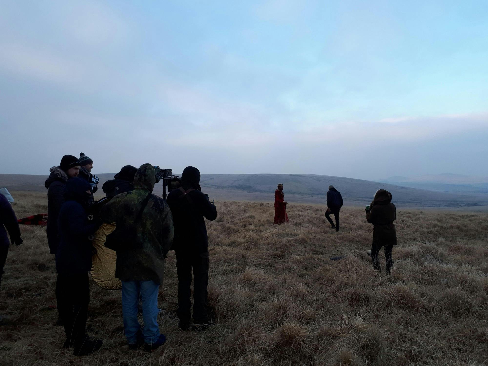 Pre Degree students from Plymouth College of Art working on a film shoot on Dartmoor with directors Zhang and Knight 2